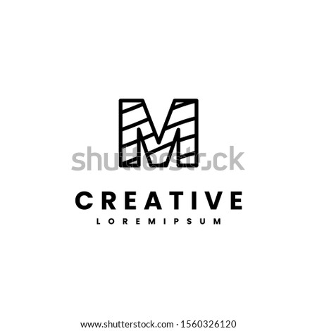 simple digital black monogram M logo letter design concept, vector illustration.