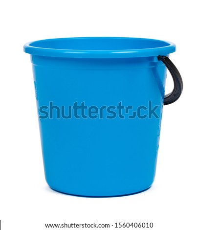 Blue plastic bucket for cleaning isolated on white background Royalty-Free Stock Photo #1560406010