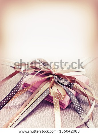 Present,gift in vintage style/Vintage holiday background/Valentines day background