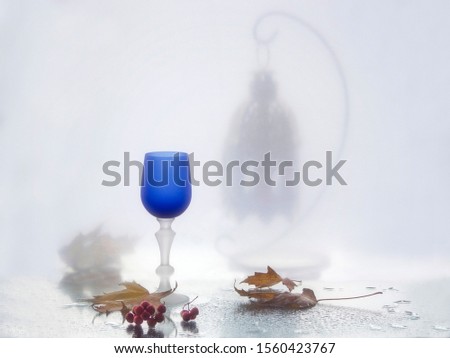  Still life on wet glass with autumn's mood