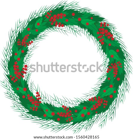 Christmas wreath. Vector graphics. Illustration is good for decorating your designs.