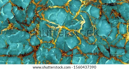 Luxurious Aqua Tone onyx marble with golden veins high resolution, Turquoise Green marble, polished slice mineral, blue water in swimming pool rippled water surface detail background modern interior Royalty-Free Stock Photo #1560437390