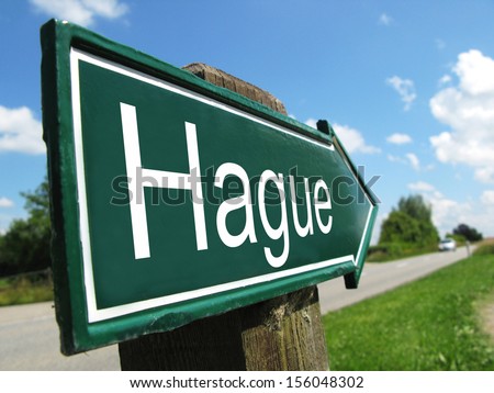 Hague signpost along a rural road