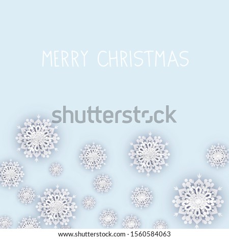 Winter Christmas Background with White Snowflakes
