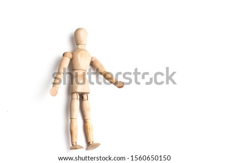 Isolated picture of wooden mannequin toys .