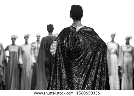 Fashion Show, Catwalk Event, Runway Show, Fashion Week themed photo. Modest fashion women's collection. Royalty-Free Stock Photo #1560650336