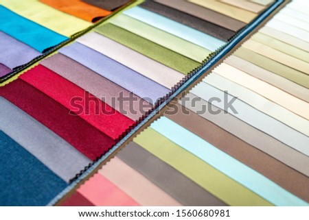 multi-colored fabric for curtains in the salon shop curtains
