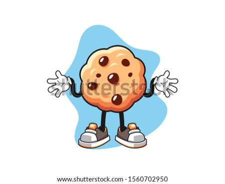 Chocolate chip cookies confused cartoon. Mascot Character vector.