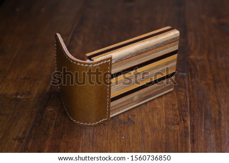 Wooden box with card holder inside made out of wood