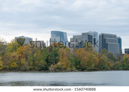 Rosslyn Virginia Skyline and the Potomac River seen from Georgetown in Washington D.C.