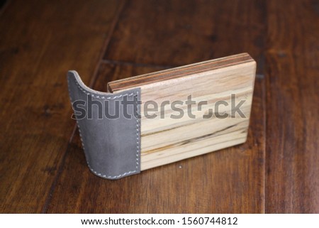 Wooden box with card holder inside made out of wood
