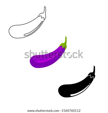Eggplant icon set. Fresh aubergine
