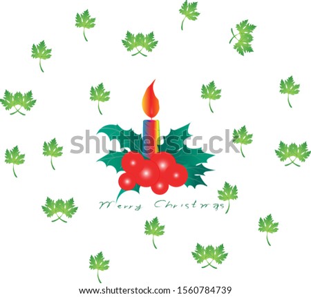 Merry X-mas Greeting Card.Green and Red,Vector illustration. 