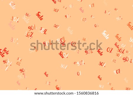 Light Red vector background with 30, 50, 90 % signs of sales. Illustration with signs of sales on abstract template. Design for business ads, commercials.