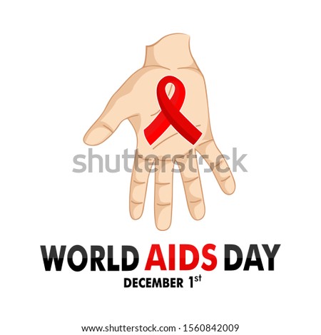 World AIDS Day. Palm of hands down concept. Aids Awareness icon design for poster, banner.  Background 1st December world AIDS Day vector illustration.