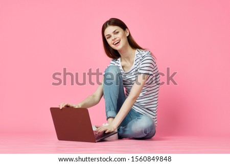 woman young girl looking at the camera model isolated background