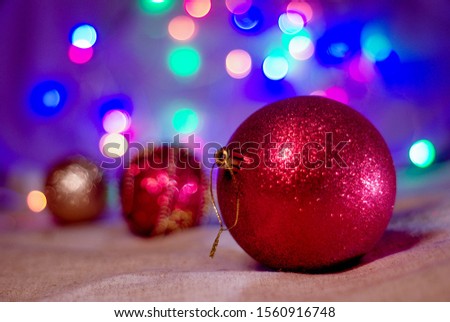 cristmas new year tree balls light bright new year card