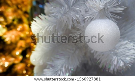 White Christmas tree decoration white ball.            