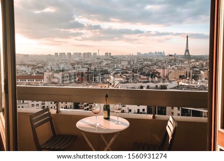 Sunset balcony in Paris, France 