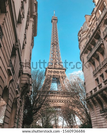 Close view of the Eiffel Tower 