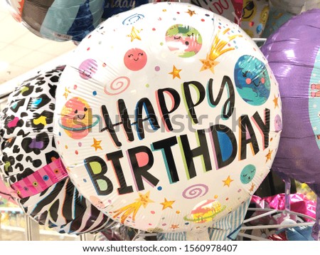 Text or word on the pink balloon “Happy birthday” it’s so cute. Best for special occasion celebration.