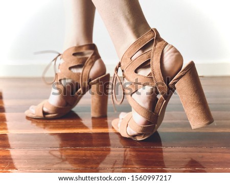 A brown high heeled shoe Royalty-Free Stock Photo #1560997217