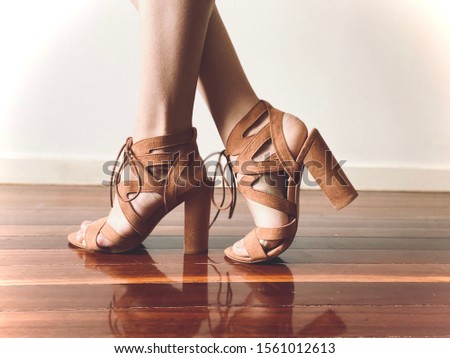 A brown high heel shoe Royalty-Free Stock Photo #1561012613