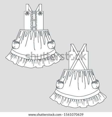 Kid Clothes, CAD, Technical Drawing - Vector