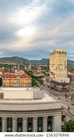Vertical Scenic panorama of downtown Salt Lake City