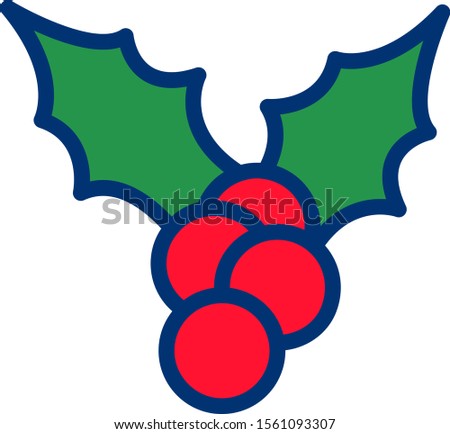 flat line icon of mistletoe in vector design