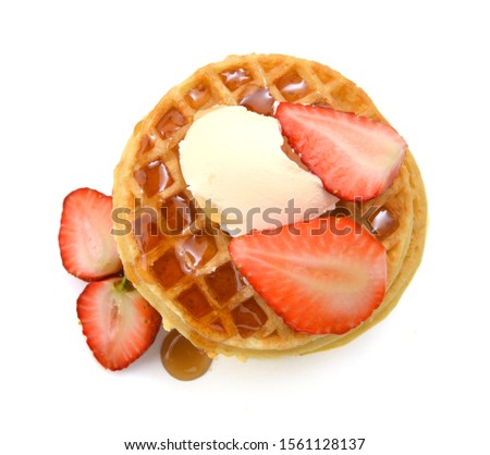 baked waffles on white background 