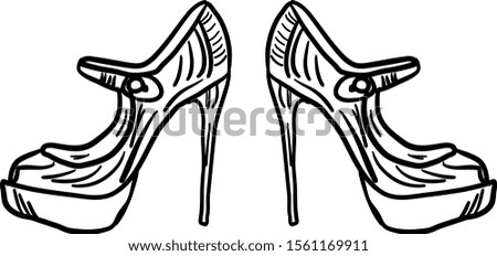 Womans shoes sketch, illustration, vector on white background.