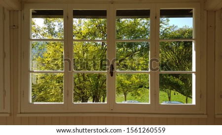lavista from a window on a wood at the beginning of autumn Royalty-Free Stock Photo #1561260559