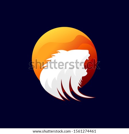 Lion head vector for e sport gaming, angry lion with the moon as the background. e sport logo 