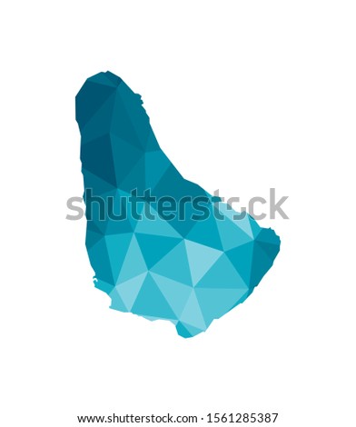 Vector isolated illustration icon with simplified blue silhouette of Barbados map. Polygonal geometric style, triangular shapes. White background.