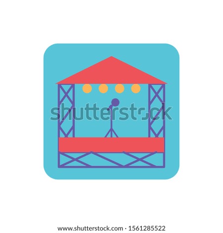 stage with microphone on white background vector illustration design