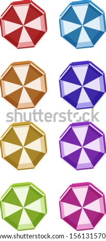 Set of umbrellas in different colors illustration