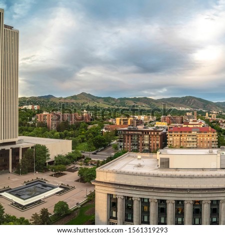 Square Scenic panorama of downtown Salt Lake City