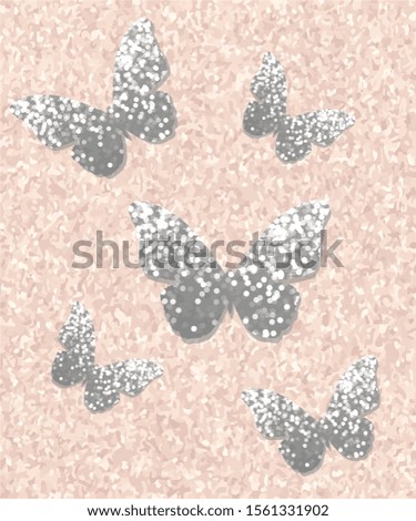 Set silver butterflies geometric shapes. Vector illustration EPS. 