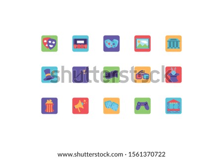 set of icons of entertainment on white background vector illustration design