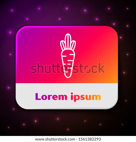 White line Carrot icon isolated on black background. Rectangle color button. Vector Illustration