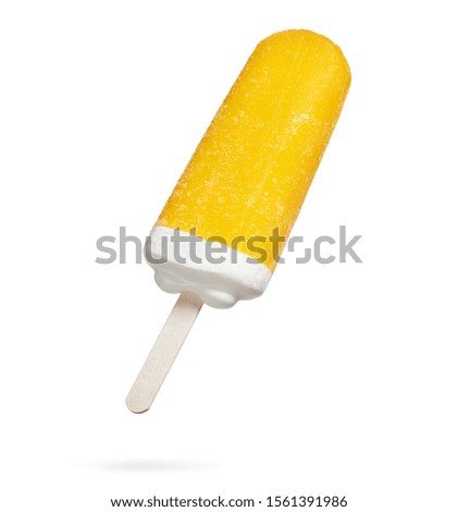 Yellow ice cream bar isolated on white. Clipping path included