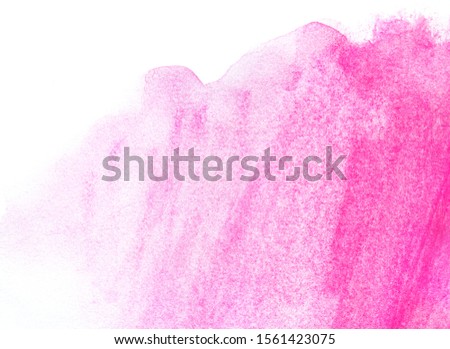 Pink watercolor texture on white background, space for text,  freehand drawing
