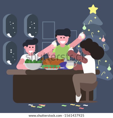 merry christmas and happy new years  party ,Group of friends celebrating party , cheering with eggnog 
flat style vector ,illustration vector