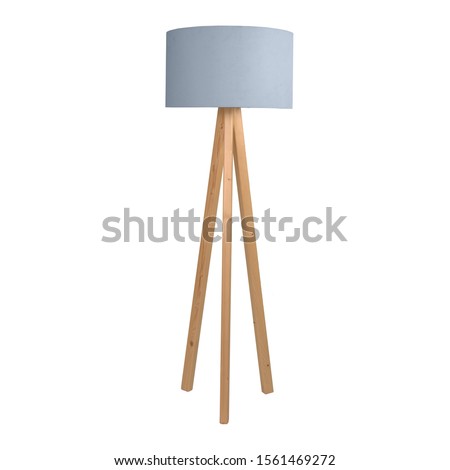Wooden floor lamp isolated on white background. Interior design Inspiration. Furniture modern inspiration. Home living. Wooden Wardrobe inspiration. Royalty-Free Stock Photo #1561469272