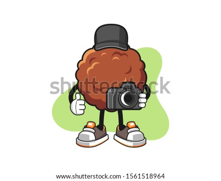 Meatball photographer cartoon. Mascot Character vector.