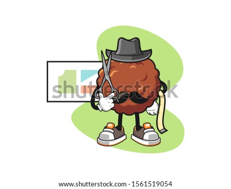 Meatball fashion designer cartoon. Mascot Character vector.