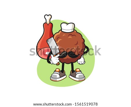 Meatball butcher cartoon. Mascot Character vector.