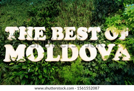 A high angle shot of The Best of Moldova sign in beautiful greenery - great for a cool background