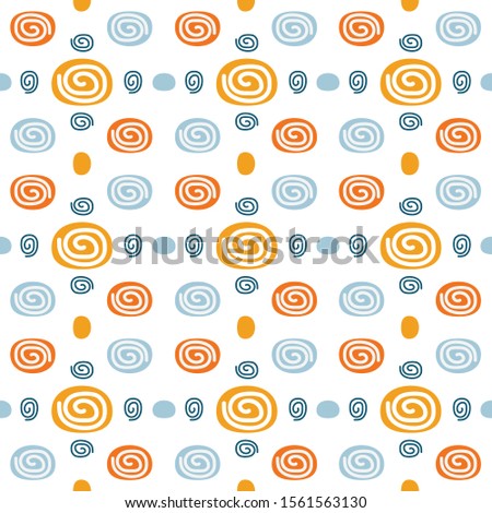 Printable Blue Orange Spiral Abstract Seamless Vector Tile Pattern Transparent Background, Wallpaper, Packaging, Gift Wrap and Others